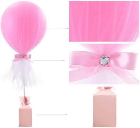 Pink Tutu Tulle Balloons Centerpieces with Candy Box for Baby Shower Girls Decorations Birthday Party Weddings Princess Party Cake Dessert Table Balloons Tulle Cover,6 Pack