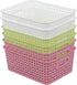 Waikhomes 6-Pack Plastic Weave Baskets, Desktop Pantry Organizer Basket Bins
