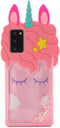 Quicksand Pink Unicorn Case for Galaxy Note 20,Awin Case 3D Cute Kids Girls Women Unicorn Bling Glitter Soft Silicone Rubber Case for Samsung Galaxy Note 20 /Note 20 5G 6.7inch (2020)