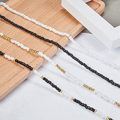 Hicarer Seed Bead Choker Necklace Tiny Beaded Choker Boho Colorful Choker Necklace Chain Jewelry for Women and Girls, Adjustable 12-16 Inches (Color Set 1, 8 Pieces)