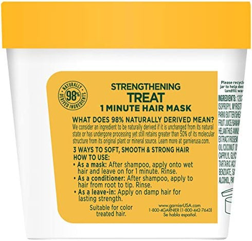 Garnier Fructis Strengthening Treat 1 Minute Hair Mask with Banana Extract, 3.4 Fl Oz (Pack of 1)