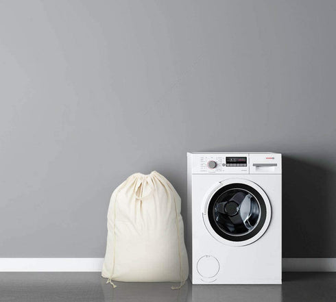 2 Pcs Canvas Laundry Bags with Carrying Handles & Drawstring Closure, Machine-washable Laundry Lining Bags for Laundry Hamper or Baskets