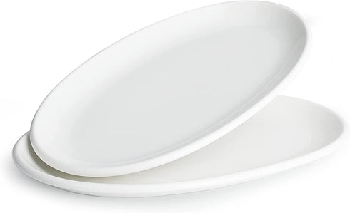 Sweese 749.101 Oval Serving Platters, White Porcelain Serving Platters for Party, Large Oval Serving Trays Serving Plates for Fish Dish, Steak, Restaurant, Dessert Shop, Set of 2, 14 Inches