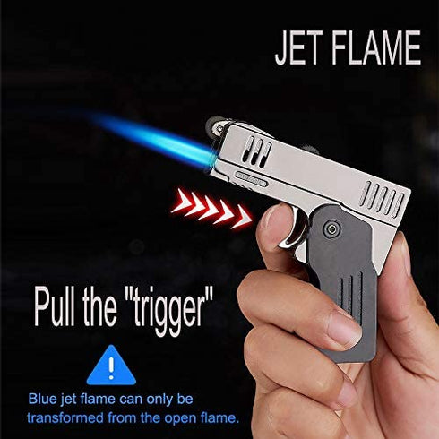 Morisk Torch Lighter Switchable Soft / Jet Flame, Butane Pipe Lighter Refillable with Lockable Function, Cool Foldable Lighters Unique Gift for Men(Butane Not Included)