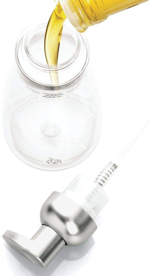 iDesign Slate-3 x 7.5 inches, InterDesign Plastic Foaming Soap Pump Dispenser Holds 14 oz. for Kitchen, Bathroom, Sink, Vanity, 3" x 3" x 7.5", Clear and Brushed Nickel, One Size Fits