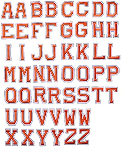 AXEN 52pcs Alphabet A to Z Patches, Iron on Sew on Letters for Clothes, Classic Orange