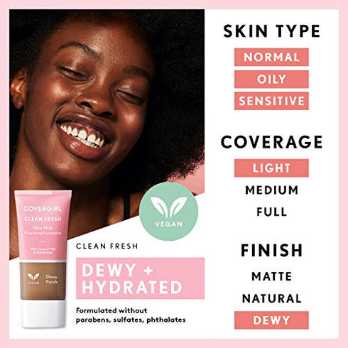 Covergirl, Clean Fresh Skin Milk Foundation, Fair/Light, 1 Fl Oz (Pack of 1)