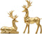 Nordic Resin Geometric Elk Sculpture Sitting Standing Deer Statues Christmas Reindeer Home Decor for Living Room TV Cabinet Wine Cabinet Gifts 2 PCS (Gold)