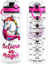 Home Tune 30oz Water Drinking Bottle - Tritan BPA Free, Chug Spout, Push-Button Flip Lid, Time Marker, Lightweight, Leak-Proof Water Bottle with Cute Print Design for Girls & Boys