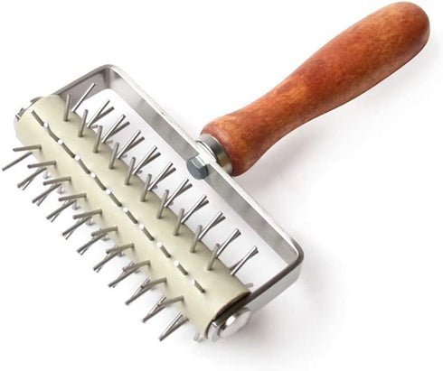 Mazaashop Handle Roller Docker Stainless Steel for Pizza Cake Pie Homemade Baking