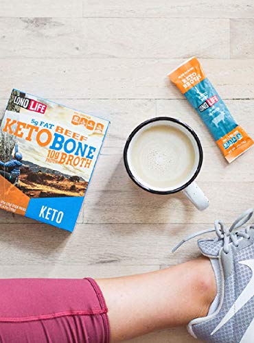 LonoLife Keto Beef Bone Broth Powder, 5g fat, 10g Protein, Paleo and Keto friendly, Stick Packs 4 Count