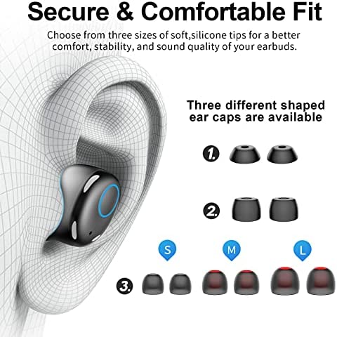 kurdene Bluetooth Wireless Earbuds, S8 Deep Bass Sound 38H Playtime IPX8 Waterproof Earphones Call Clear with Microphone in-Ear Bluetooth Headphones Comfortable for iPhone, Android