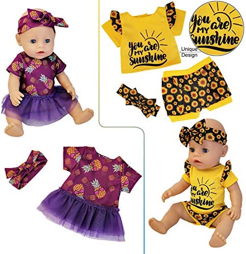 Windolls 10 Sets 14-16 Inch Baby Doll Clothes Dress Outfits Headbands Accessories fits New Born 43cm Baby Doll, 15 inch Baby Doll, 18 Inch Doll