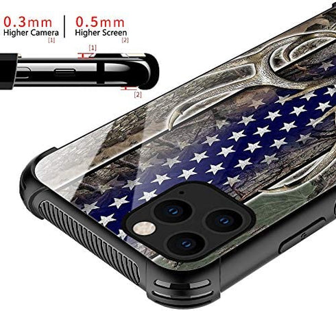 iPhone 11 Case,American Flag Camo Deer Skull iPhone 11 Cases for Men Boys,Shockproof Anti-Scratch Soft TPU Pattern Design Case for Apple iPhone 11 American Flag Camo Deer Skull