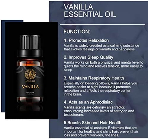 Aphrosmile Vanilla Essential Oil - 100% Pure Vanilla Oil, Organic Therapeutic-Grade Aromatherapy Essential Oil 10mL/0.33oz
