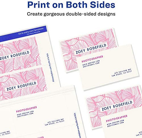 Avery Business Cards for Laser Printers 5376, Ivory, Uncoated, Pack of 250