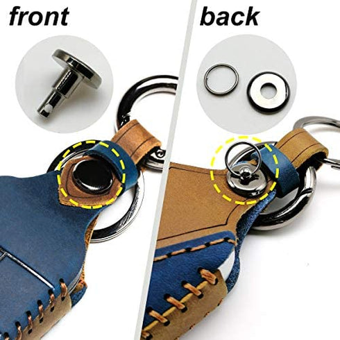 Leather Car Key Fob Cover Compatible with Jeep Keyless Remote Control Grand Cherokee Dodge Challenger Charger Dart Durango Journey Chrysler 200 300 Fiat etc (A Style, Brown)