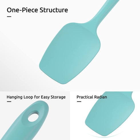 U-Taste Silicone Spoon Spatula Set, 600ºF High Heat Resistant BPA-Free Flexible Rubber Scraper, Cooking Mixing Baking Kitchen Utensils Set of 3 (Aqua Sky)