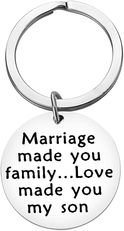 Son in Law Keychain Gifts Marriage Made You Family Love Made You My Son Keychain Son in Law Birthday Gifts Christmas Gift Wedding Gifts for Son in Law Groom to Be