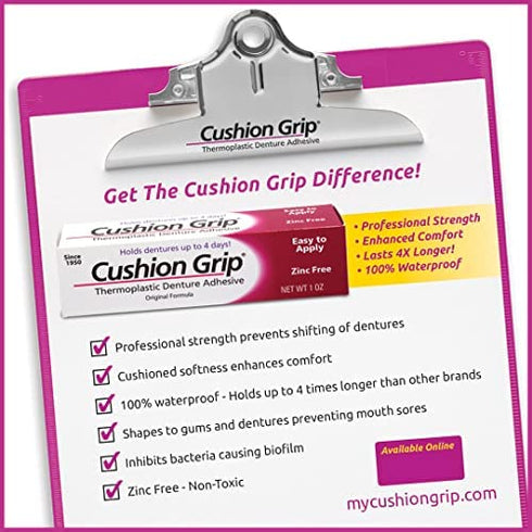 Cushion Grip - a Soft Pliable Thermoplastic for Refitting and Tightening Dentures 1 Oz (28 Grams)