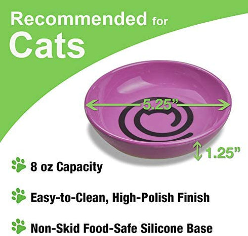 Van Ness Pets EcoWare Whisker-Friendly Cat Bowl, Wide Dish Cat Dish, 8 OZ, Fuschia