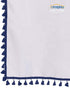 Uphome Tassel Shower Curtain, White Fabric Shower Curtain with Blue Fringe Trims, Vintage Boho Chic Cloth Shower Curtains for Bathroom Showers, 72 x 72