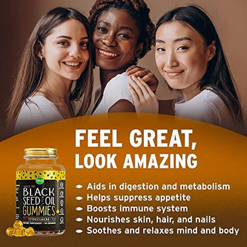MAJU's Black Seed Oil Gummies 90ct, World's 1st, 2.5X Oil Per BSO Gummy, Black Cumin Seed Nigella Sativa Oil, Cold-Pressed, Potent Formula with Cinnamon Extract, Tasty, 500mg Gummies 90ct