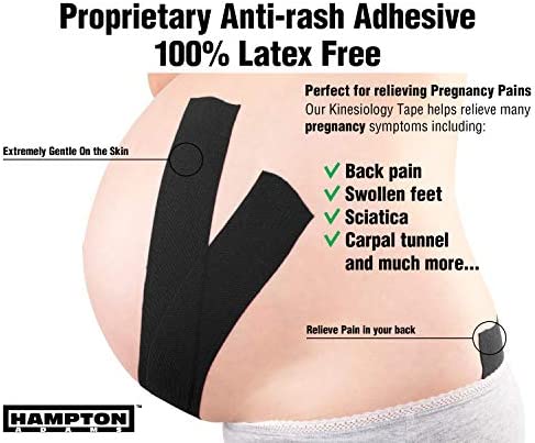 (2 Pack) Kinesiology Tape for Physical Therapy Sports Athletes – Latex Free Elastic, 16ft Water Resistant Kinetic Uncut Kinesiology Tape for Knee Pain, Elbow & Shoulder Muscle - Black