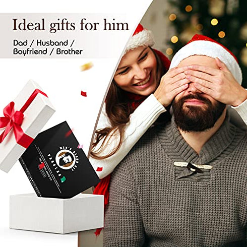 Men's Gift Kit, Beard Grooming Kit for Men, Beard Growth Oil, Beard Balm, Beard Brush, Comb, Scissor, Storage Bag, E-Book, Beard Care & Trimming Set - Mustache Gifts for Him Dad Boyfriend Birthday