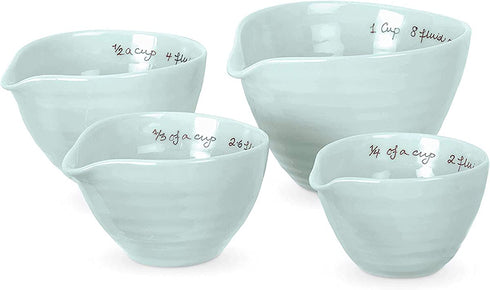 Portmeirion Sophie Conran Collection - (4) Measuring Cups (Celadon) - Dishwasher, Microwave, Freezer and Oven Safe - Made in England