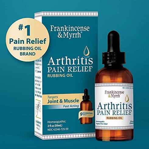 FRANKINCENSE & MYRRH Arthritis Pain Relief Rubbing Oil – Fast Acting Pain Relief with Essential Oils, 2 Fluid Ounces - 1 Pack
