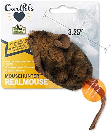 OurPets Play-N-Squeak Mouse Hunter Cat Toy (Interactive Cat Toy & Catnip Toy with Real Mouse Electronic Sound Catnip Toys for Cats) Perfect Cat Toys for Indoor Cats with Catnip)