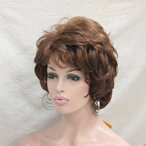 Lydell Women's Short Curly Wavy Wig Synthetic Hair Full Wig 6 inches (30 Medium Auburn)