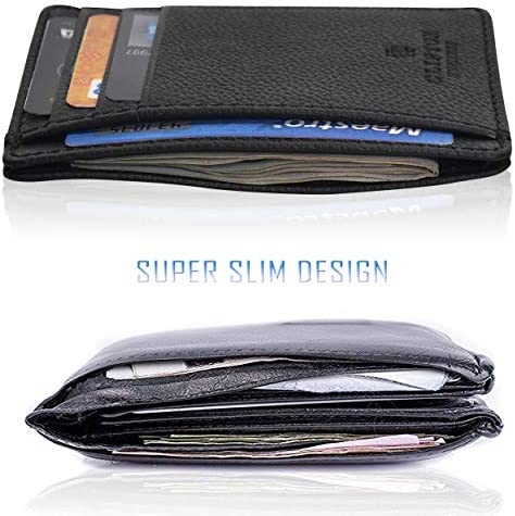 Leather Wallet for men with Credit card holder RFID blocking for men and women (Charcoal)