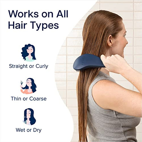 Crave Naturals Glide Thru Detangling Brush for Adults & Kids Hair. Detangler Hairbrush for Natural, Curly, Straight, Wet or Dry Hair. Hair Brushes for Women. Styling Brush (Blue)
