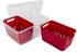 Kitchen Spaces KSDCB12-AMZ Twin Colander Stackable Food Storage Organizer for Fridge, Freezer, and Pantry, 8.8" x 6.8" x 3.9", Red & Clear