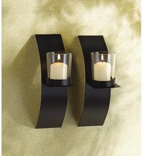 Gifts & Decor Modern Art Candle Holder Wall Sconce Plaque, Set of 2