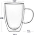 2-Pack 12 Oz Double Walled Glass Coffee Mugs with Handle,Insulated Layer Coffee Cups,Clear Borosilicate Glass Mugs,Perfect for Cappuccino,Tea,Latte,Espresso,Hot Beverage,Wine,Microwave Safe