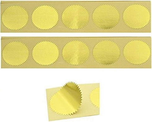 UNIQOOO 100pcs Gold Embossed Foil Blank Certificate Self-Adhesive Sealing Stickers - Perfect for Invitations, Certification, Graduation, Notary Seals, Corporate Seals, and Personalized Monogram Emboss