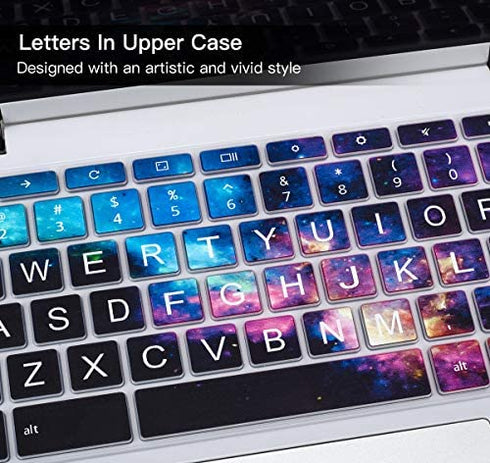 CaseBuy Keyboard Cover for ASUS Chromebook Flip C433 C434TA 2-in-1 Laptop, ASUS C302CA/C423NA/C425TA/C433TA-AS384T/C434TA-DH342T DSM4T DS384T C523NA 14" Chromebook, Letters in Upper Case, Galaxy Black