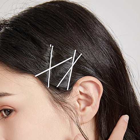 Dofash 5CM/2IN Waves Long Bobby Pins Silver Hair Pins for Women Mini Bobby Pins for Thick Hair Accessories for Women White Gray Hair 60 Count/Card