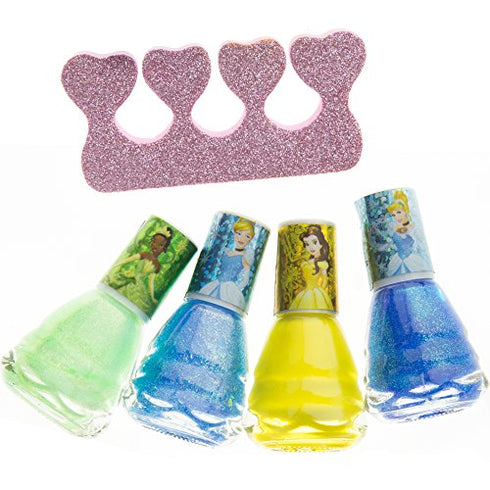 Townley Girl Disney Princess Non-Toxic Water-Based Peel-Off Quick Dry Nail Polish with Nail Separators|Gift Kit Set for Kids Girls|12 Pcs - Perfect for Parties, Sleepovers and Makeovers