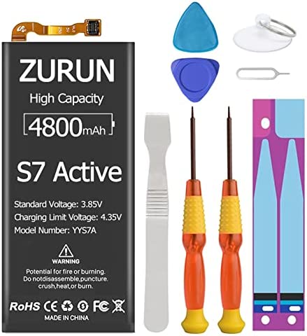 Galaxy S7 Active Battery ZURUN 4800mAh Li-Polymer EB-BG891ABA Battery Replacement for Samsung Galaxy S7 Active SM-G891 G891A G891F with Repair Screwdriver Tool Kit