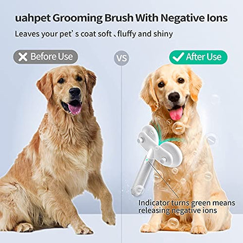 uahpet Dual Head Cat Brush Dog Brush, Slicker Brush for Dogs Cats, Negative Ions Dog Grooming Brush, Gently Removes Loose Hairs, Mats, Tangles, Anti Static & Frizz Cat Brush for Medium, Long Hair