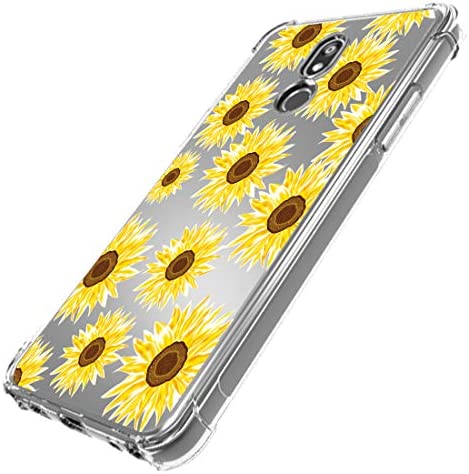 Osophter for LG Stylo 5v Case,LG Stylo 5 Case,Stylo 5 Plus Case Flower Floral for Girls Women Shock-Absorption Flexible TPU Rubber Soft Silicone Cell Phone Cases for LG Stylo 5(Sun Flower)