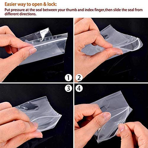 300pcs Zipper Poly Bags, Magicalmai Clear Plastic Zip Lock Baggies Reclosable Thicken Zip Bags for Small Items/Food Storage/Jewelry/Samples/Snack Various Sizes (2x2,3x4,4x6)