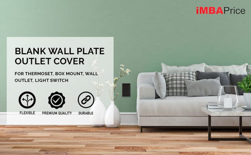 iMBAPrice - Blank Wall Plate Outlet Cover for Thermostat/Box Mount/Wall Outlet/Light Switch and More - Black (Pack of 5)