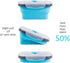 Collapsible Food Storage Containers with Airtight Lid and Vent Valve, Stacking Silicone Collapsible Storage Containers for Food, Microwave & Freezer & Dishwasher Safe, Blue, Small, Set of 4