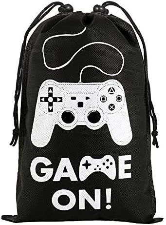 AhlsenL 24 Pack Video Game Party Supplies Gaming Party Bags Drawstring Bags Gaming Party Decorations for Kids Video Game Themed Birthday Party (Game ON!)