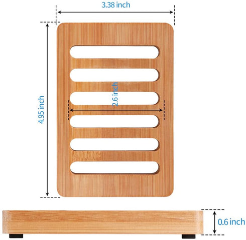 3 Pack Bamboo Wood Soap Dish, Natural Drainage Bar Soap Holder, Soap Tray for Shower Bathroom Kitchen